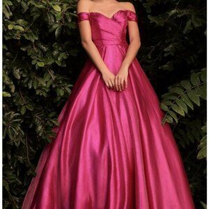 Fuschia Pink off the shoulder long new dress